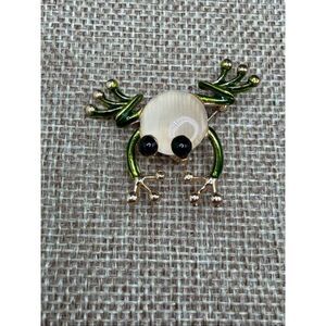 Lil' Green Froggy Brooch, Frog Pin, Jumping Frog